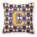 Letter C Football Purple and Gold Fabric Decorative Pillow