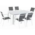 MÅ�d Furniture Harper 7-Piece Outdoor Dining Set with 6 Sling Chairs and a 63 x 35 Dining Table