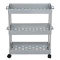 Coolmade Storage Cart Slim 3 Tier Mobile Shelving Unit Organizer Slide Out Storage Rolling Utility Cart Tower Rack for Kitchen Bathroom Laundry Narrow Places Plastic & Stainless Steel Gray