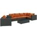 Modern Contemporary Urban Design Outdoor Patio Balcony Seven PCS Sectional Sofa Set Orange Rattan