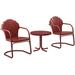 Afuera Living Modern 3 Piece 22 Round Metal Patio Conversation Set in Red