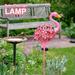 Motrke Flamingo Solar Lights LED Outdoor Flamingo Solar Stake Lights Metal Garden Pathway Solar Lights Warm White Pink Flamingo Decorative Landscape Lights for Lawn Patio Courtyard