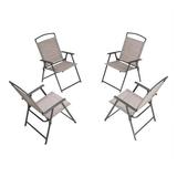 Pellebant Beige Patio Outdoor Folding Dining Chairs Set of 4