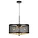 Takoma 3-Light Black and Soft Gold Wire Mesh Industrial Drum Pendant with Metal Mesh Shade - Black and Soft Gold