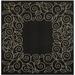 SAFAVIEH Courtyard Chole Floral Bordered Indoor/Outdoor Area Rug 6 7 x 6 7 Square Black/Beige