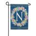 America Forever Spring Monogram Garden Flag Letter N 12.5 x 18 inches Double Sided Vertical Outdoor Yard Lawn Beautiful Flowers Floral Wreath Summer Flower Garden Flag