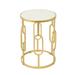 Madison Indoor Glam 16 Inch Side Table White Finish Faux Stone