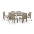 Homestyles Sustain Wood Outdoor Dining Table and Six Chairs in Gray
