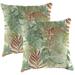 Jordan Manufacturing 16 x 16 Wesley Almond Green Leaves Square Outdoor Throw Pillow (2 Pack)