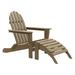 DuroGreen Folding Adirondack Chair With Ottoman Made With All-Weather Tangentwood Oversized High End Patio Furniture for Porch Lawn Deck or Fire Pit No Maintenance USA Made Weathered Wood