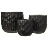 Urban Trends Collection Ceramic Round Pot with Scooped Design Body Set of 3