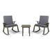 GDF Studio Zane Outdoor Acacia Wood Rocking Chair Chat Set Set of 2 Gray and Dark Gray