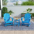 WestinTrends Malibu 3 Piece Outdoor Rocking Chair Set All Weather Poly Lumber Porch Patio Adirondack Rocking Chair Set of 2 with Side Table Pacific Blue