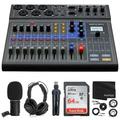 Zoom LiveTrak L-8 Portable 8-Channel Digital Mixer and Multitrack Recorder + Zoom Mic + 64GB Card + Cable