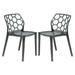 LeisureMod Dynamic Modern Honeycomb Design Dining Chair Transparent Black Set of 2