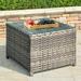 Ovios Outdoor Coffee Table Wicker Patio Furniture Set Rattan Side Tea Tables with Glass Top for Backyard