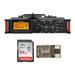 Tascam DR70D 4-Track Portable Recorder Bundle with SanDisk Card and Card Reader