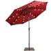 Costway 10ft Solar Lights Patio Umbrella Outdoor W/ 50 LBS Movable Umbrella Stand Burgundy