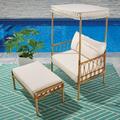 Better Homes & Gardens Willow Sage 2 Piece All-Weather Wicker Outdoor Canopy Chair and Ottoman Set Beige