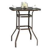 31.5 Outdoor Bistro Table Square Steel Frame High Top Bar Table All Weather Patio Bar Table Tempered Glass Table Top Garden Porch Bistro Bar Height Table JA2121