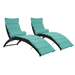 All-Weather Sun Lounger Chair 2 Set Outdoor Chaise Lounge Chairs Foldable with Cushion & Pillow suitable for Pool Beach Deck Porch Backyard Blue