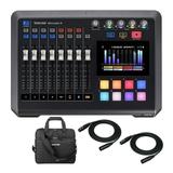 Tascam Mixcast 4 Podcast Station Bundle with Mixcast 4 Carrying Bag and Cables