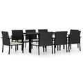 vidaXL 9 Piece Garden Dining Set Poly Rattan Black 5710