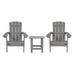 Flash Furniture Charlestown 3-Piece Poly Resin Wood Adirondack Chair and Side Table Set Gray