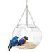 Andoer Clear Window Bird Feeder with Suction Cup Hanging Chain and Standing Pole Transparent Round Outside Birdhouse for Close Up View Outdoors Wild Birds