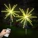 Morttic Solar Garden Lights Outdoor 2 Pack 112 LEDs Firework String Light with 8 Modes Waterproof Solar Powered Pathway Lights for Patio Yard Lawn Walkway Decoration