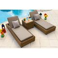 Malmo 3-Piece Resin Wicker Outdoor Patio Furniture Set Two Chaise Lounge Chairs and Side Table (Full-Round Natural Wicker Sunbrella Canvas Taupe)