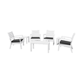 Luxury Commercial Living 7-Piece White and Charcoal Black Outdoor Patio Seating Set with Cushions