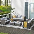 Ovios 6 Pieces Outdoor Patio Furniture All-Weather Sectional Sofa Loveseat for Lawn Steel Frame