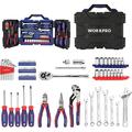 WORKPRO 87 Piece Mechanic Tool Set Auto Repair Tool Set Tool Box with Tools Included General Household Hand Tool Kit with Plastic Toolbox Storage Case