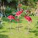 3 Packs Flamingo Statues Yard Garden Ornaments Metal Sculpture Pink Animal Art for Outdoor Porch Patio Decoration