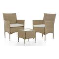 Muse & Lounge Fields 3-Piece Bistro Set in Natural PE Wicker / Rattan
