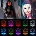 Gustave Scary Halloween LED Mask EL Grow Mask 3 Lighting Modes LED Light UP Creepy Face Mask for Halloween Costume Cosplay Party Clear Blue