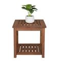 GoDecor 17 Wooden Outdoor Side Table Square Wood Coffee Table for Indoor and Outdoor 2 Tiers End Table Carbonized Color