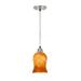 Aspen Creative 61106 Adjustable One-Light Mini Pendant Ceiling Light Transitional Design in Satin Nickel Finish with Amber Art Glass Shade 4-5/8 Wide