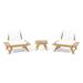 GDF Studio Bowie Outdoor Acacia Wood 3 Piece Chat Set with Cushions Teak and White