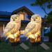 Genkent LED Garden Owl Solar Lights Outdoor Decorative Waterproof Stake Lights White for Yard Lawn Landscape Christmas Halloween Decorations 2 Pcs