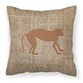 Carolines Treasures BB1128-BL-BN-PW1818 Monkey Burlap and Brown Canvas Fabric Decorative Pillow BB1128 18H x18W