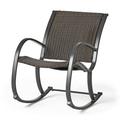 GDF Studio Leann Outdoor Wicker and Aluminum Rocking Chair Dark Brown