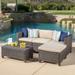 GDF Studio Raleigh Outdoor 5 Piece L-Shape Wicker Sectional Brown Beige