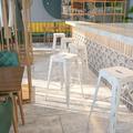 Flash Furniture Commercial Grade 30 High Backless Distressed White Metal Indoor-Outdoor Barstool