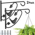 Amagabeli 2 Pack Hanging Plants Brackets 12in Wall Planter Hooks Flower Pot Bird Feeder Hanger for Fence Trees Wind Chimes Lanterns Outdoor Indoor Patio Lawn Garden Shelf Screw Mount Arm