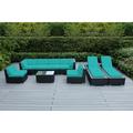 Ohana 9 Piece Outdoor Wicker Patio Furniture Sectional Conversation Set with Chaise Lounges - Black Wicker