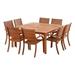 Bowery Hill 9 Piece Eucalyptus Wood Patio Dining Set in Brown