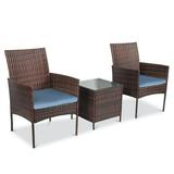 Blossom 3 Piece Outdoor Rattan Furniture Set â€“ 2 Comfortable Chairs With a Tea Table - Grey