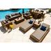 Malmo Combination Furniture for Outdoor â€“ Wicker Patio Furniture Set with Sofa Set Six-seat Dining Set and Chaise Lounge Set (14-Piece Full-Round Natural Wicker Sunbrella Canvas Navy)